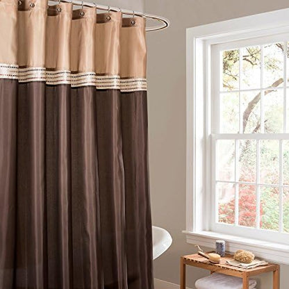 Lush Decor Terra Shower Curtain Single 72" W x 72" L Beige & Brown - Fabric Shower Curtains for Bathroom - Neutral Bathroom Curtain - Modern Glam Décor