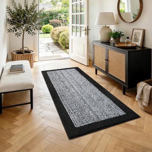 40x24 Large Bathroom Rugs Non Slip Washable, Soft Absorbent Bath Mat Black