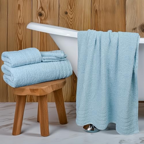 Tens Towels 8 Piece Towel Set, 2 XL Bath, 2 Hand, 4 Washcloth, Sky Blue