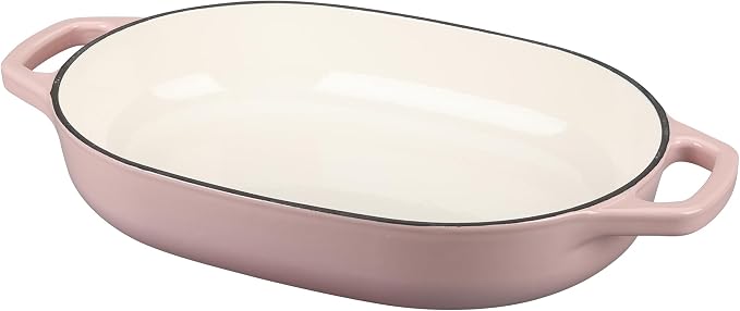 EDGING CASTING Enameled Cast Iron Oval Dutch Oven Pot with Lid, Dutch Oven for Sourdough Bread Baking, Bread Oven, Bread Dutch Oven, Oval Bread Pan, 7qt, Pink