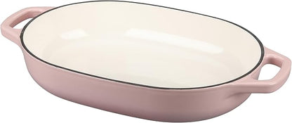 EDGING CASTING Enameled Cast Iron Oval Dutch Oven Pot with Lid, Dutch Oven for Sourdough Bread Baking, Bread Oven, Bread Dutch Oven, Oval Bread Pan, 7qt, Pink