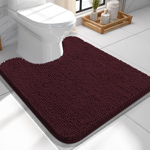 OLANLY Toilet Rugs U-Shaped 24x24, Soft Absorbent Chenille Contour Rugs