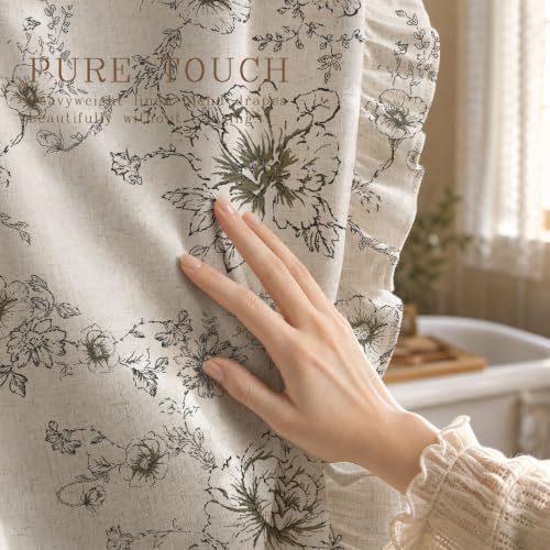 Farmhouse Floral Ruffle Shower Curtain for Bathroom