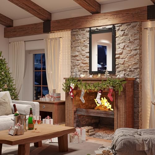Farmhouse Mirror 28x36 Inch, Black Wood Bathroom Mirror Vanity, Wood Framed Rectangular Wall Rustic Mirrors for Entryway, Living Room, Bedroom