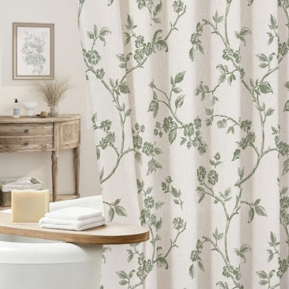 MitoVilla Small Stall Linen Floral Shower Curtain for Bathroom,36 x 72