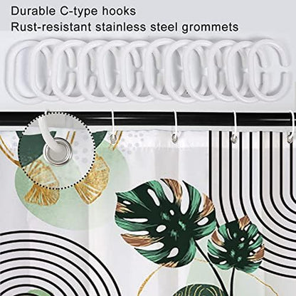 Boho Green Shower Curtain with Hooks for Bathroom 6072 Inch