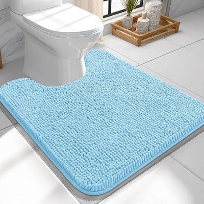 OLANLY Toilet Rugs U-Shaped 24x24, Soft Absorbent Chenille Contour Rugs