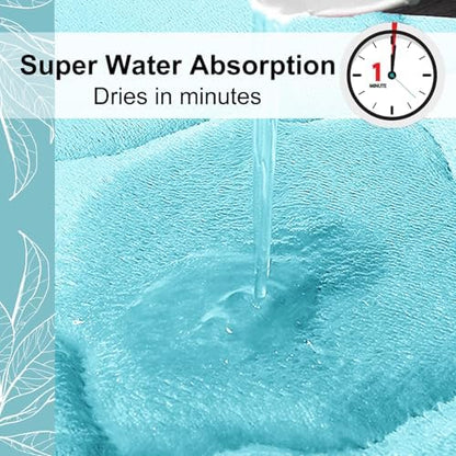 OLANLY Memory Foam Toilet Rugs U-Shaped 24x20, Soft Bath Mat, Sky Blue
