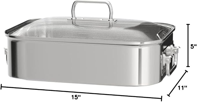 Rösle EXPERTISO Cookware Collection 15" x 11" x 5" Stainless Steel Rectangular Roaser