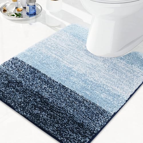 Arotive Microfiber Bathroom Rugs, Soft Absorbent Contour Toilet Rugs, 24x24