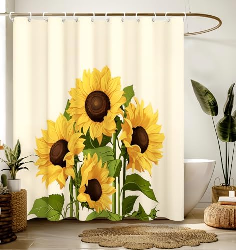 Bathroom Shower Curtain Cute Cortinas para Baño 72 x 72, Sunflower