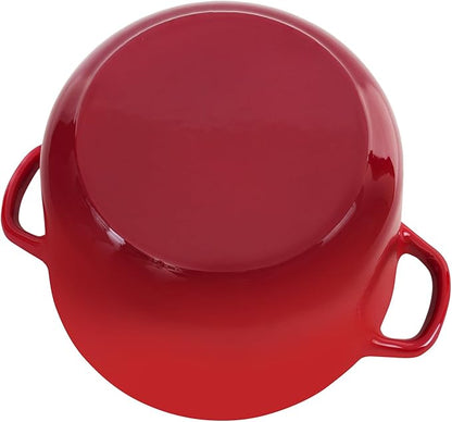 Flavehc Dutch Oven Pot with Lid 2.8 Qt Cast Iron Dutch Oven for Bread Baking, Red Enameled Cast Iron Soup Pot, Small Deep Dutch Oven for Soup, Stews & Small Family Meals