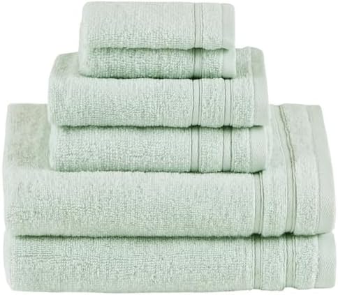 Comfort Spaces 6 Pc Towel Set, 100% Cotton Zero Twist, Seafoam Green