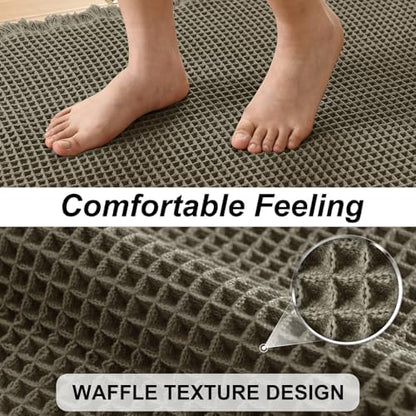 JIUZHEN Set of 2 Waffle Bathroom Rugs Non Slip Bath Mats 16"x24"+24"x48"