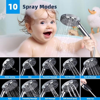 Hibbent All Metal Dual Filtered Rainfall High Pressure 10'' Shower Head