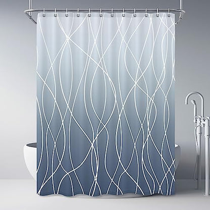 Striped Shower Curtain for Bathroom, Ombre Blue, 72" W x 84" L