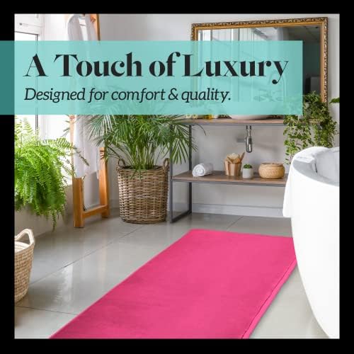 Memory Foam Bath Mat Non Slip Absorbent Super Cozy Velvet Bathroom Rug Carpet (60 inches X 24 inches, Fuschia)