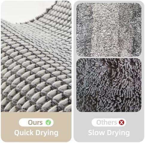 TYUU Waffle Bath Mat, Boho Bathroom Rugs Non Slip, 36x24 Grey & White