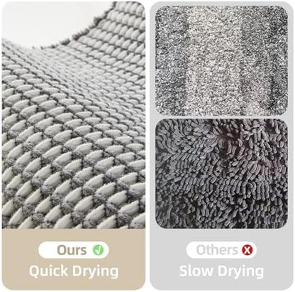TYUU Waffle Bath Mat, Boho Bathroom Rugs Non Slip, 36x24 Grey & White