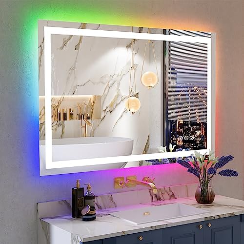 48x36 LED Bathroom Mirror with Lights, RGB Backlit Lighted Mirror