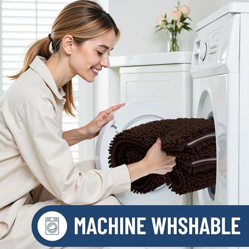 Smiry Bathroom Rugs 71X47, Luxury Chenille Extra Soft Absorbent Bath Mat
