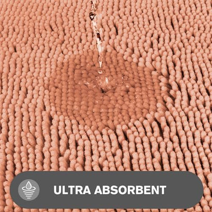 Bathroom Runner Rug 47 x 17 Inch – Long Bath Mat | Absorbent and Washable Thick Chenille Bath Rug Non-Slip Runner Rug for Bathroom, Shower, Sink(Dusty Pink)