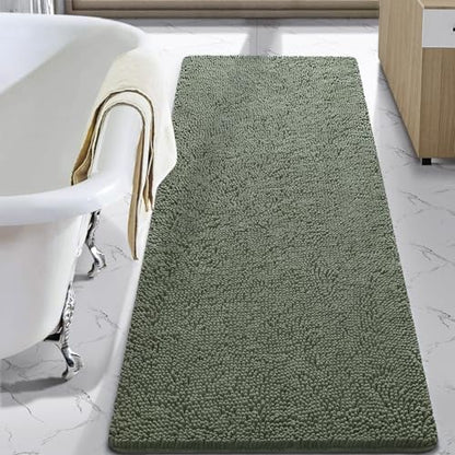 LOCHAS Luxury Bathroom Rug Shaggy Bath Mat 24 x 60 Inch, Sage Green