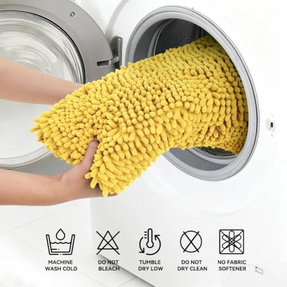 Bcoimo Small Bath Rug Mat,Yellow Chenille High Absorbent Bathroom Floor Mat