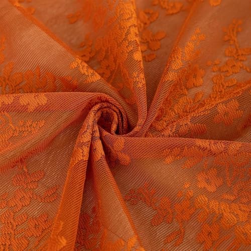 TUDECO 36 Inch Orange Lace Shower Curtain with Valance, 36''W x 72''L