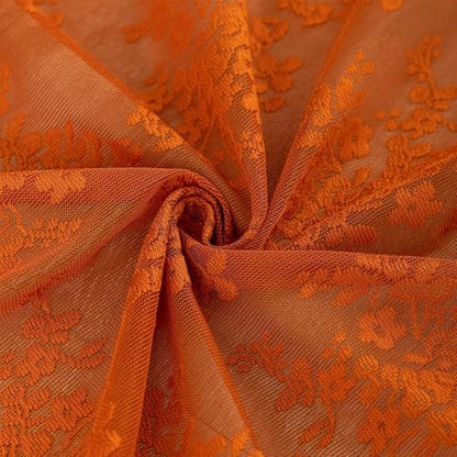TUDECO 36 Inch Orange Lace Shower Curtain with Valance, 36''W x 72''L