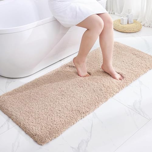 Disolla Beige Bathrom Runner Rug 24x70 - Extra Large Soft Plush Bath Mat, Thick Long Non-Slip Shaggy Floor Mat, Ultra-Absorbent for Master Bathroom Vanity