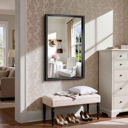 CIRCUMI 24"x40" Brushed Black Bathroom Mirror, Rectangular Vanity Mirror