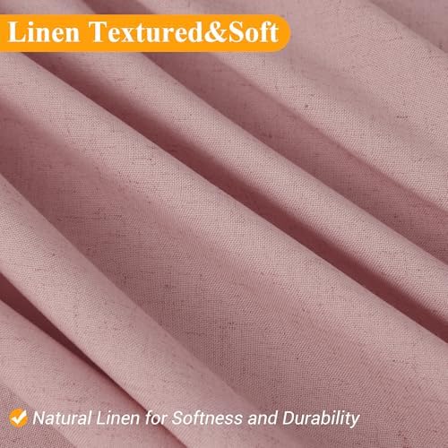 Naturoom Linen Shower Curtain 72 Inch Long for Bathroom Pink 1 Panel