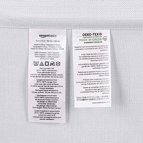 Amazon Basics Linen Style Bathroom Shower Curtain, 100% Polyester, 72" x 72", Bright White