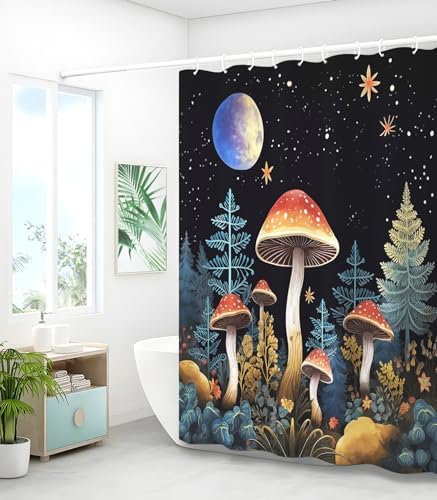 Bathroom Shower Curtain Cute Cortinas para Baño 72 x 72, Mushroom