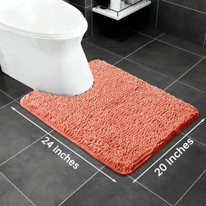 Yeaban Toilet Rugs U-Shape 20"x24", Coral