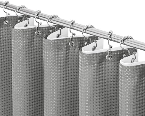 Gibelle 3 in 1 Grey Shower Curtain with PEVA Liner, 12 Hooks, 72x72