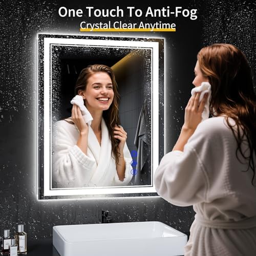 30"x24" LED Bathroom Mirror with Lights,Anti-Fog,3 Color Modes
