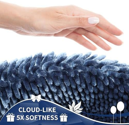 Yimobra Long Bathroom Rug Non Slip 44x24 Inch, Extra Thick Soft Absorbent Chenille Bath Mat, Machine Washable Bath Rugs for Bathroom Floor, Tub and Shower, Home Decor Accessories, Light Blue
