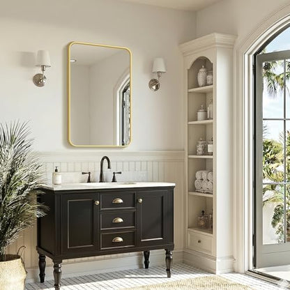 FICTOR Bathroom Mirror for Over Sink, 20"x30" Vanity Mirror for Wall, Gold