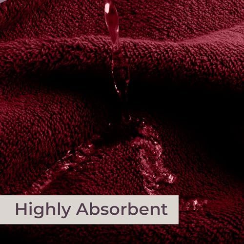 Lavish Home Bathroom Towels Set, Bathroom Essentials, Burgundy, Set of 8