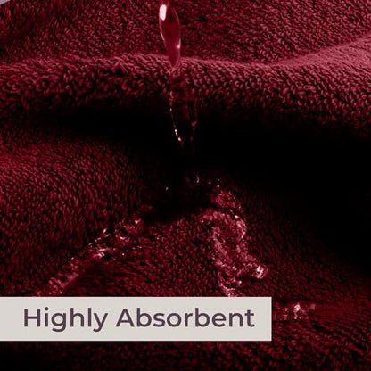 Lavish Home Bathroom Towels Set, Bathroom Essentials, Burgundy, Set of 8