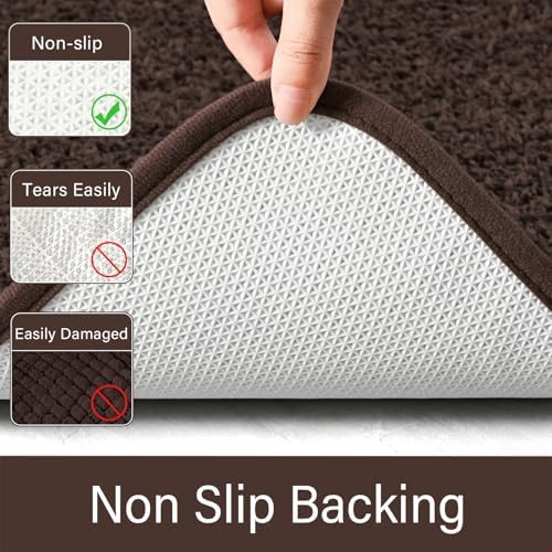 LOCHAS Bathroom Rug Runner 24x70 Inch, Bath Rugs Non Slip, Brown