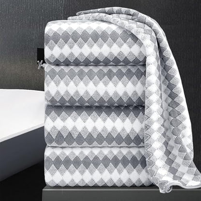 Bath Towel Set Gray 4Pack-35x70 Towel,600GSM Ultra Soft Microfibers Bathroom Towel Set Extra Large Plush Bath Sheet Towel,Highly Absorbent Quick Dry Oversized Towels Spa Hotel Luxury Shower Towels