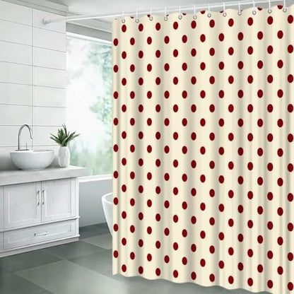 Polka Dot Christmas Shower Curtain Bathroom Decor with Hooks,75"Wx70"H