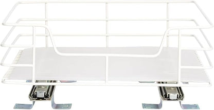 Household Essentials Painted Steel Pull-Out Pantry Basket, White