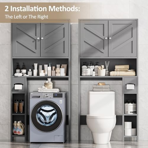 Farmhouse Over Toilet Storage Cabinet, Grey