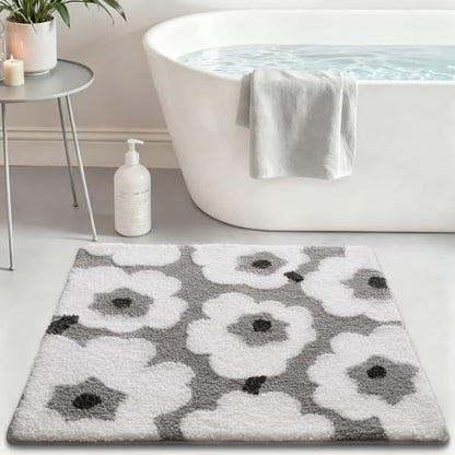 LUMI Square Bathroom Rug 26x26, Soft Absorbent Bath Mat, Non Slip