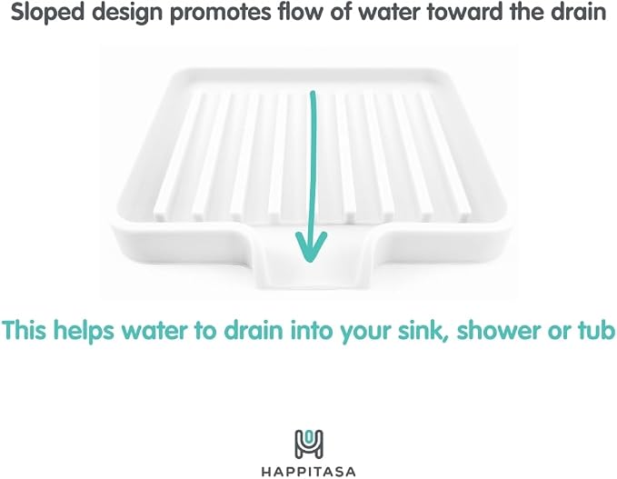 Silicone Soap Dish Tray and Sponge Holder with Drain Chute, Rectangular, Kitchen and Bathroom Sink Organizer (Dark Chocolate, 5.2"x4" (Set of 2), 7.2 Ounces)