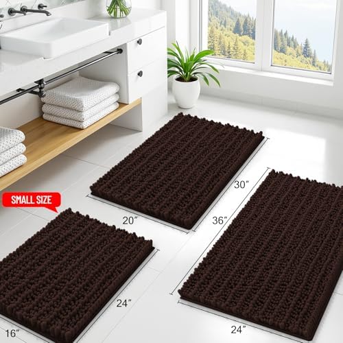 Smiry Bathroom Rugs 48X32, Extra Soft Rubber Backing Chenille Bath Mats